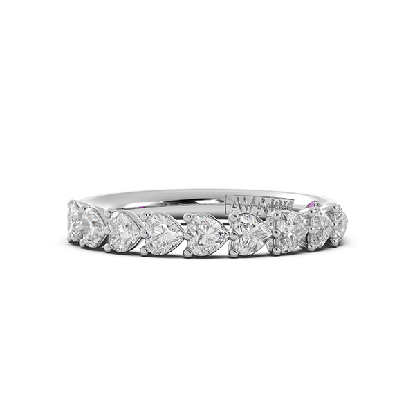 Heart Signature Cup East West Halfway Wedding Band