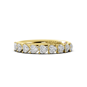 Heart Signature Cup East West Halfway Wedding Band