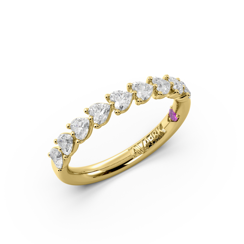 Heart Signature Cup East West Halfway Wedding Band