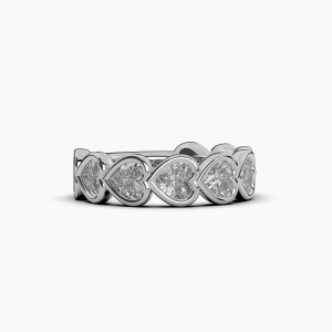 Heart Bezel Halfway Wedding Band
