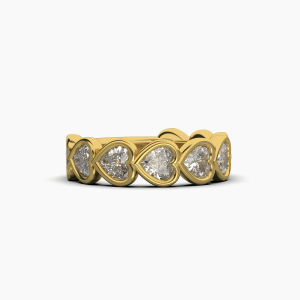 Heart Bezel Halfway Wedding Band