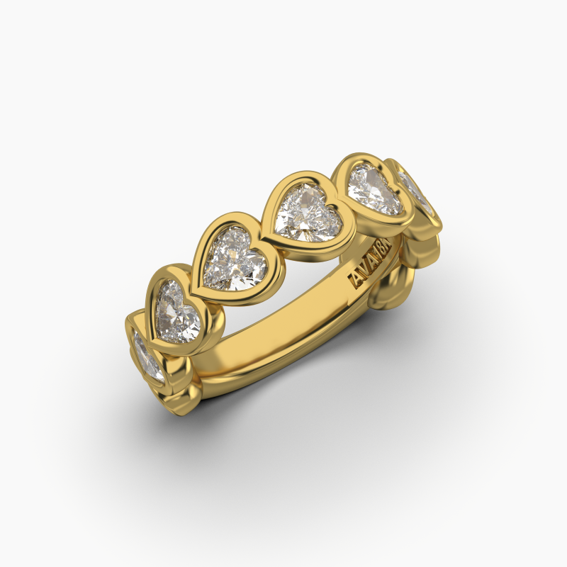 Heart Bezel Halfway Wedding Band