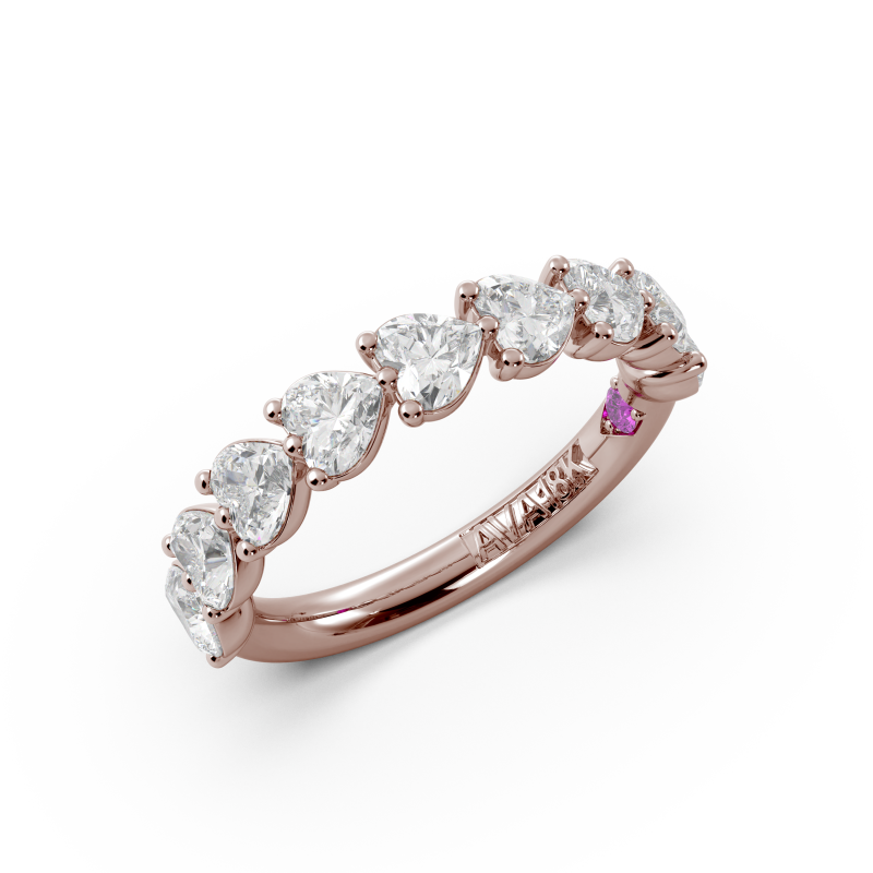 Heart Signature Cup East West Halfway Wedding Band