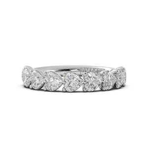 Heart Signature Cup East West Halfway Wedding Band