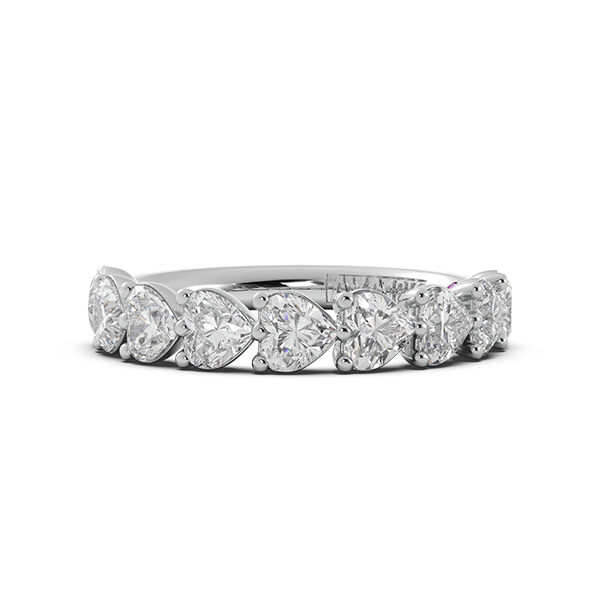 Heart Signature Cup East West Halfway Wedding Band