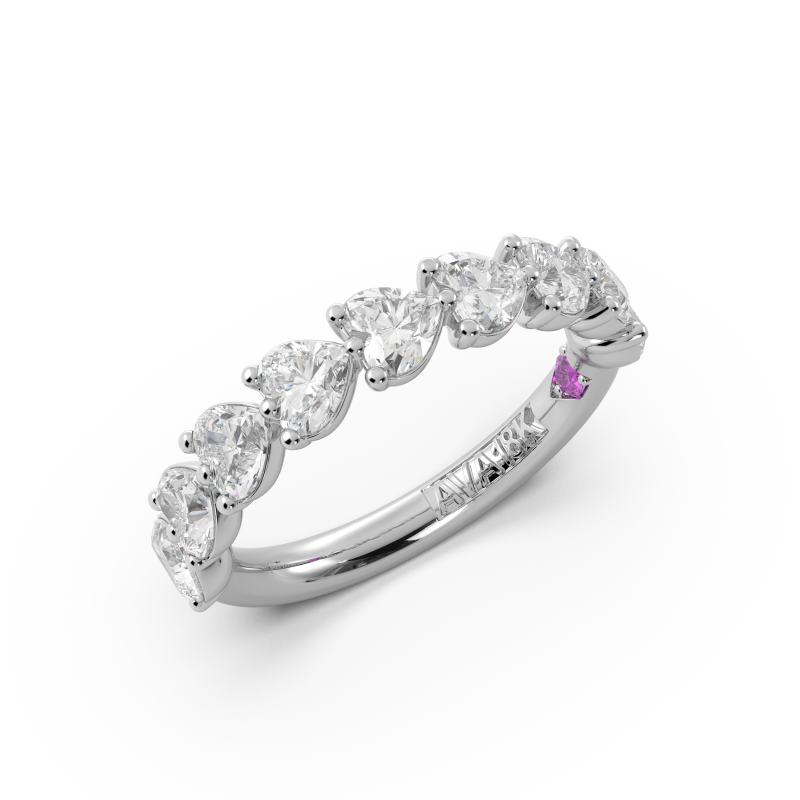 Heart Signature Cup East West Halfway Wedding Band