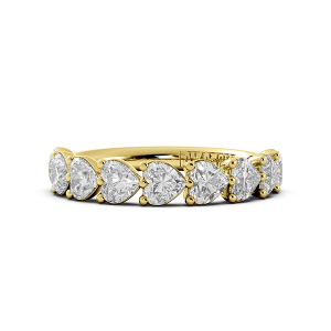 Heart Signature Cup East West Halfway Wedding Band