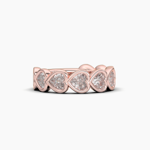 Heart Bezel Halfway Wedding Band