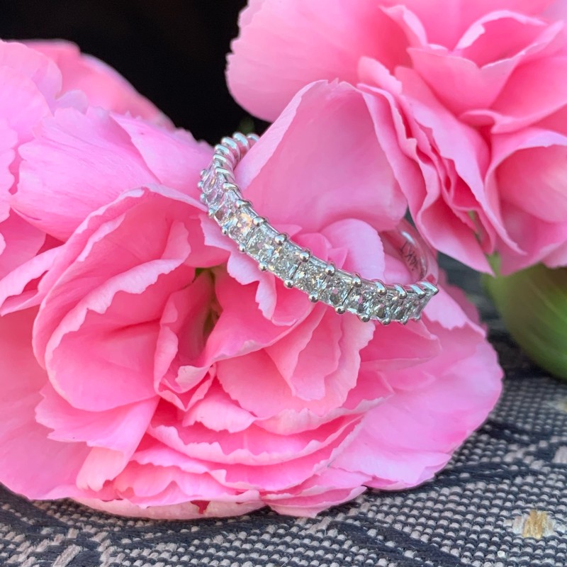 Cushion Bezel Halfway Wedding Band