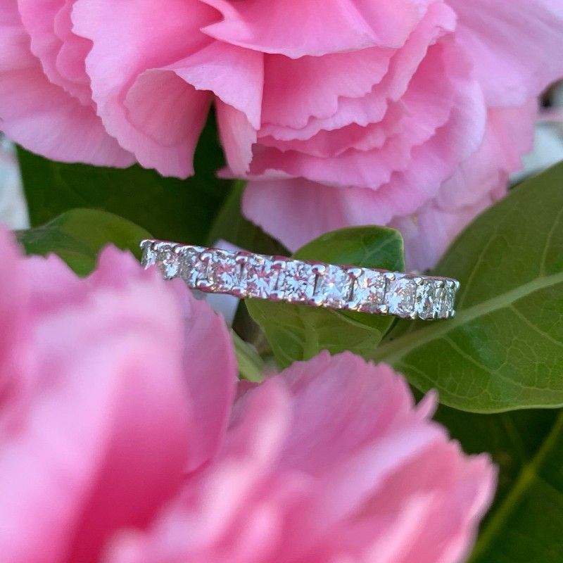 Cushion Bezel Halfway Wedding Band