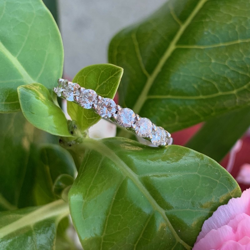 Round Bezel 5 Stone Wedding Band