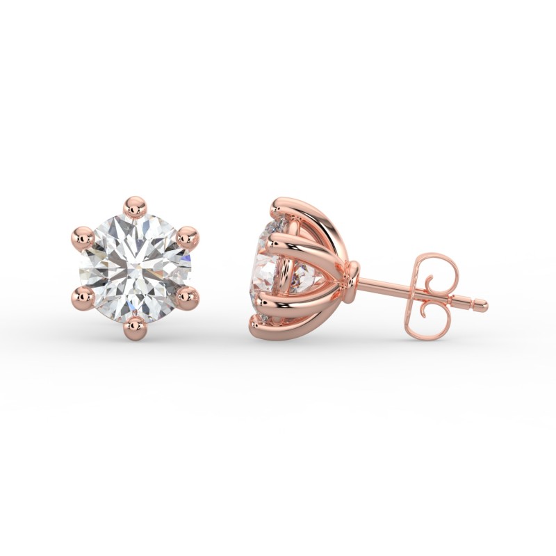 Round 6 Prong Earrings