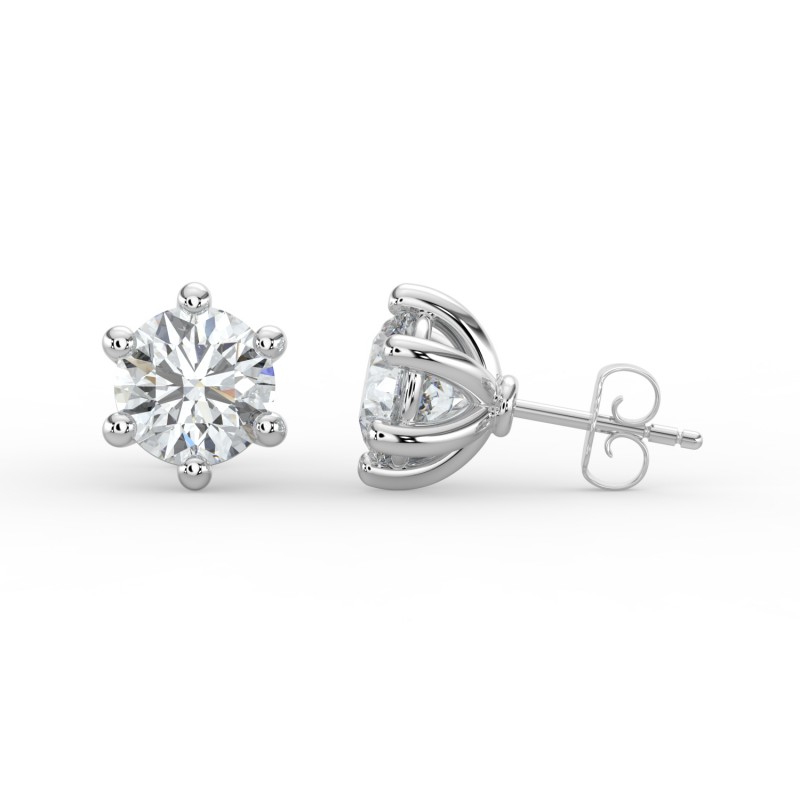 Round 6 Prong Earrings