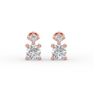 Round Single Stone Drop Stud Earrings