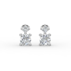 Round Single Stone Drop Stud Earrings