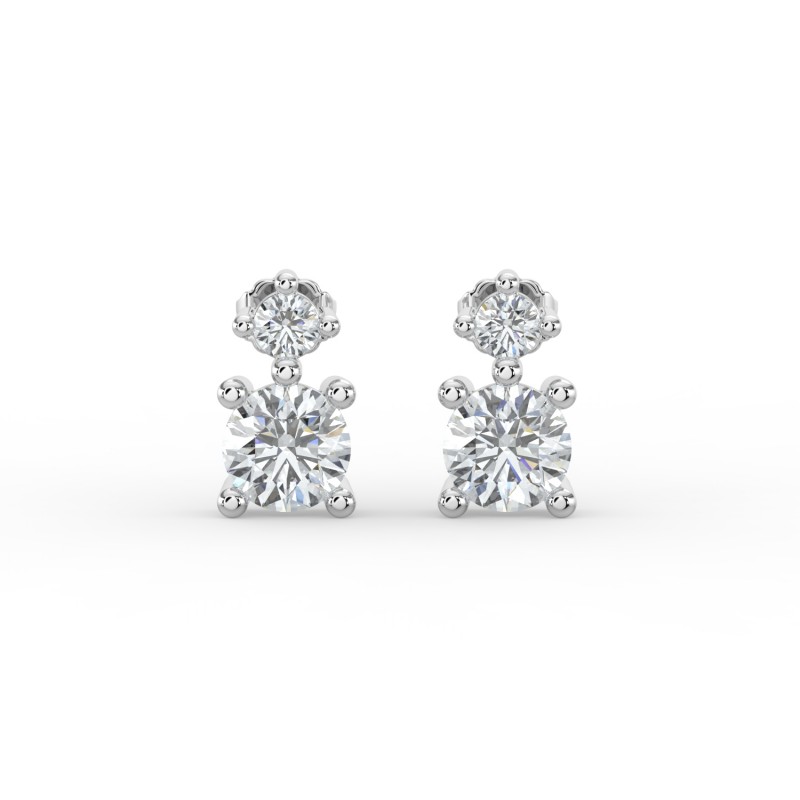 Round Single Stone Drop Stud Earrings