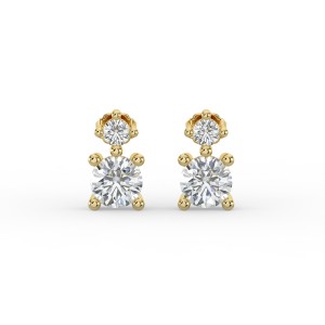 Round Single Stone Drop Stud Earrings