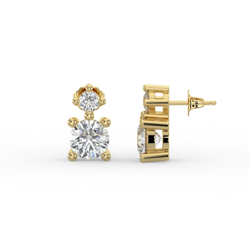 Round Single Stone Drop Stud Earrings