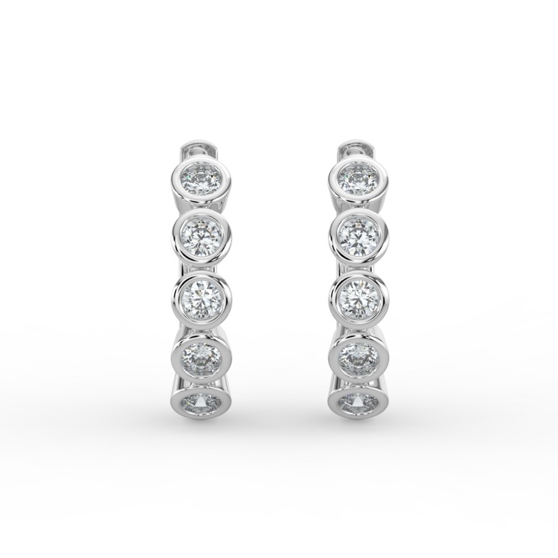 Round Huggie Bezel Earrings