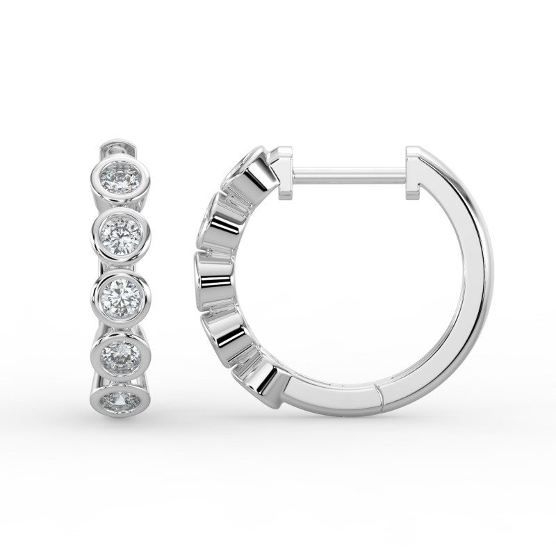 Round Huggie Bezel Earrings