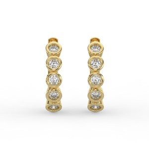 Round Huggie Bezel Earrings