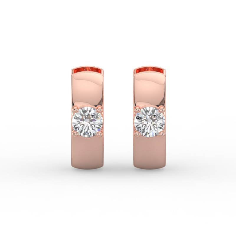 Round Single Stone Huggie Earrings