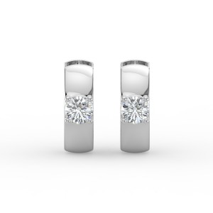 Round Single Stone Huggie Earrings