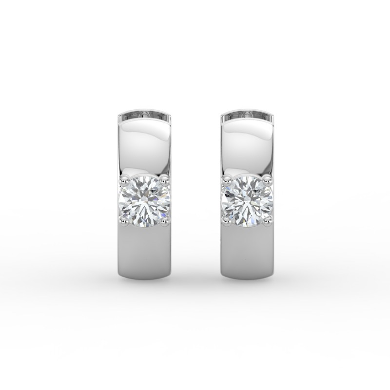 Round Single Stone Huggie Earrings