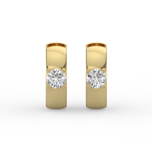 Round Single Stone Huggie Earrings