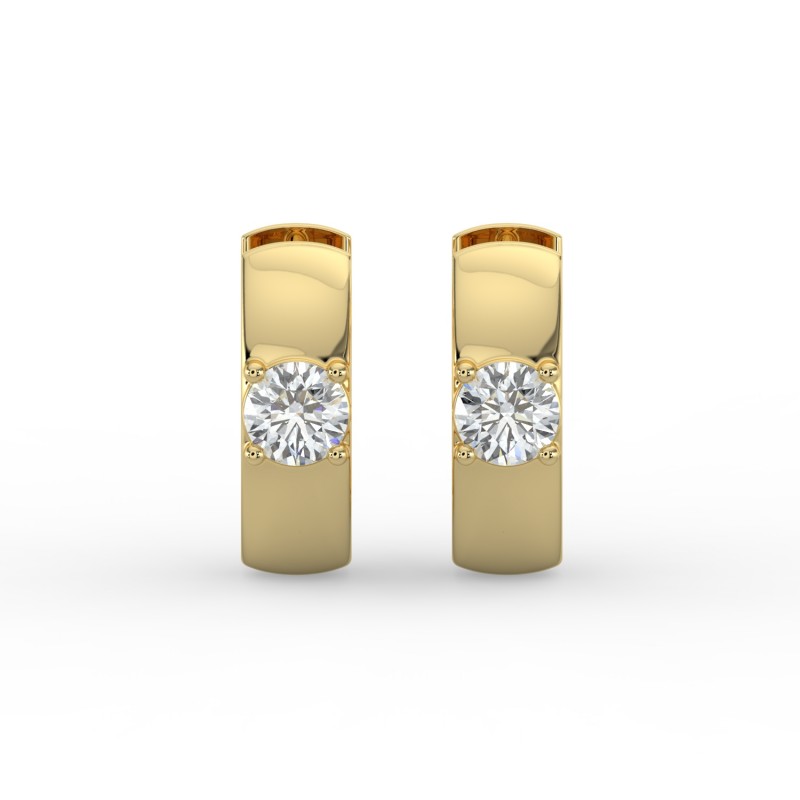 Round Single Stone Huggie Earrings