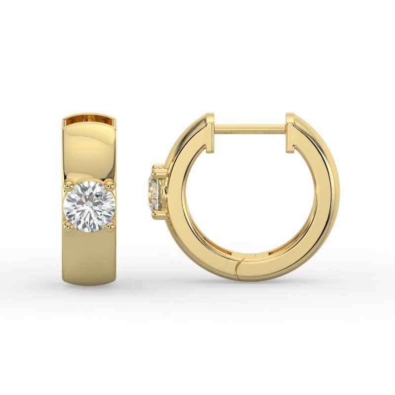 Round Single Stone Huggie Earrings
