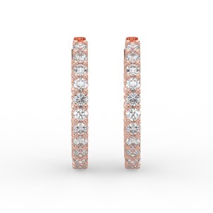 Round Iniside Out Diamond Hoops Earrings