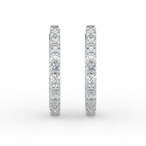 Round Iniside Out Diamond Hoops Earrings