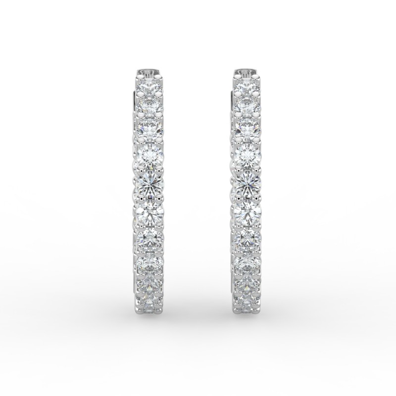 Round Iniside Out Diamond Hoops Earrings