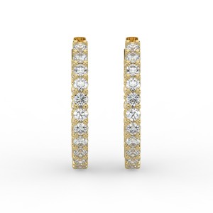 Round Iniside Out Diamond Hoops Earrings