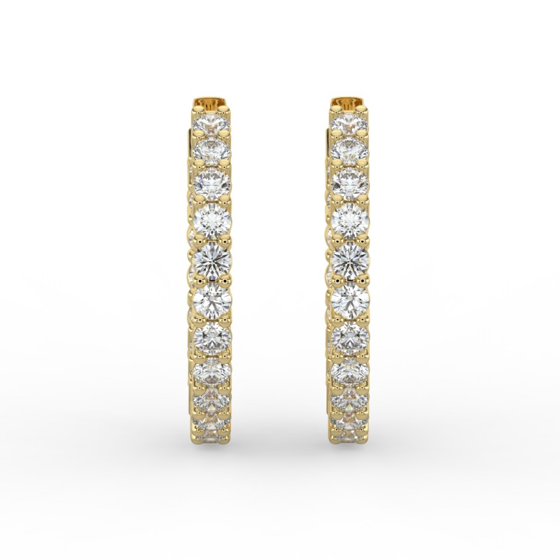 Round Iniside Out Diamond Hoops Earrings