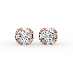 Round Half Bezel Earrings