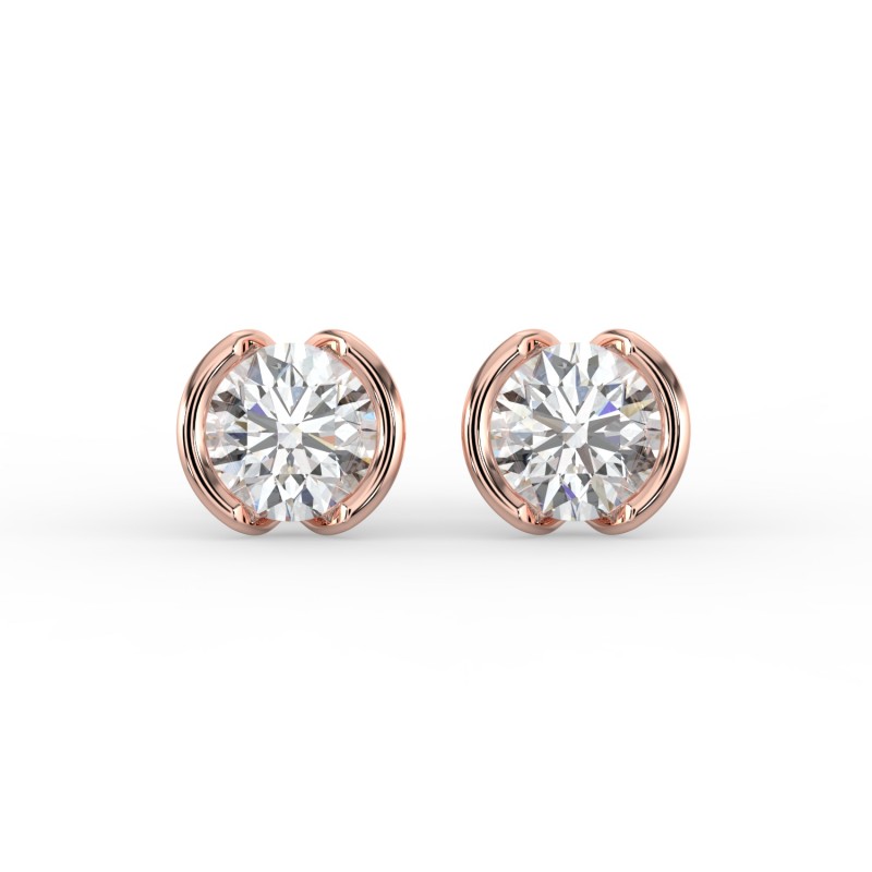Round Half Bezel Earrings
