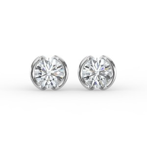 Round Half Bezel Earrings