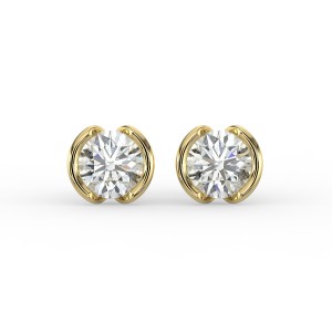 Round Half Bezel Earrings