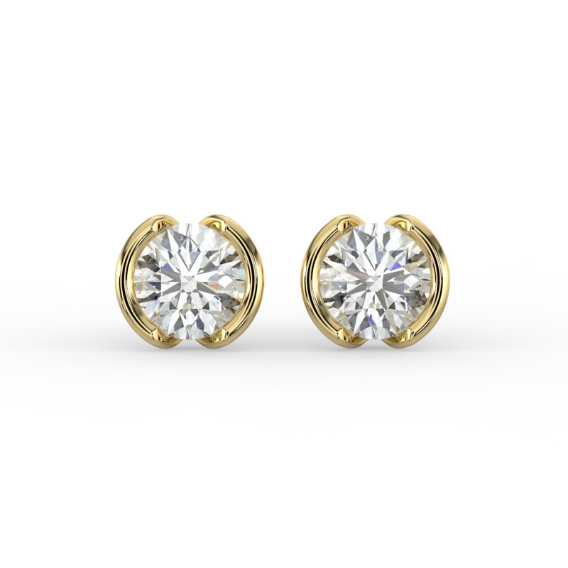 Round Half Bezel Earrings