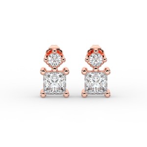 Princess Single Stone Drop Stud Earrings