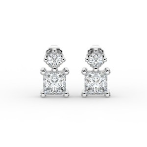 Princess Single Stone Drop Stud Earrings