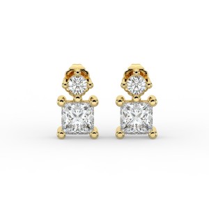 Princess Single Stone Drop Stud Earrings