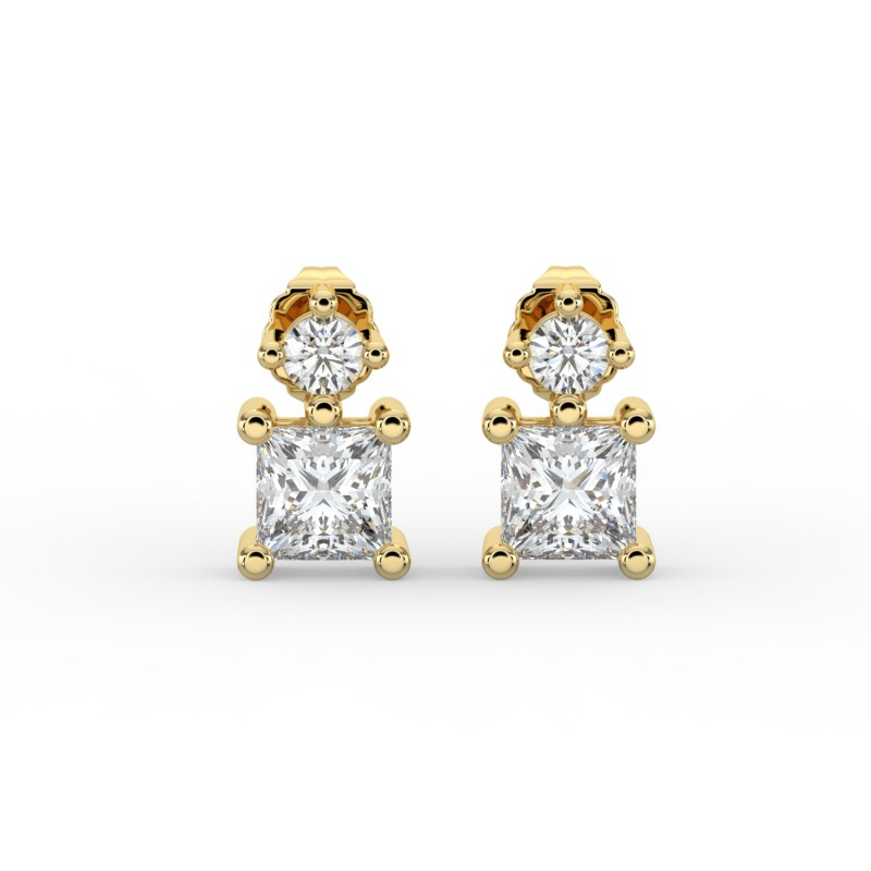 Princess Single Stone Drop Stud Earrings
