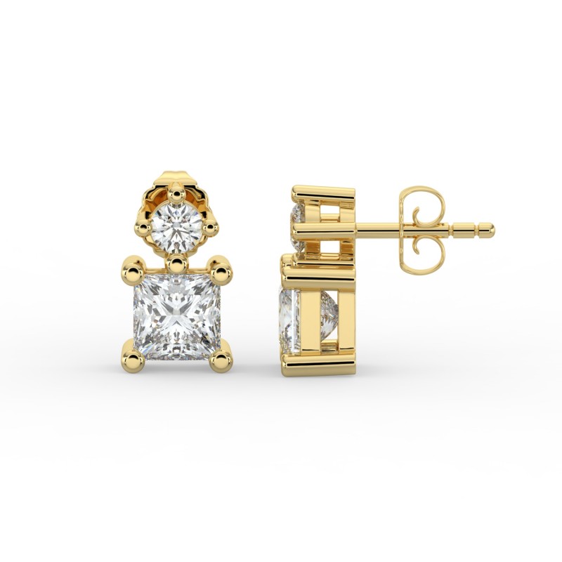 Princess Single Stone Drop Stud Earrings