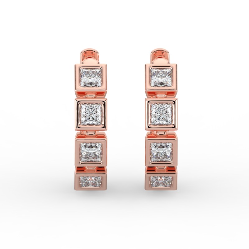 Princess Huggie Bezel Earrings