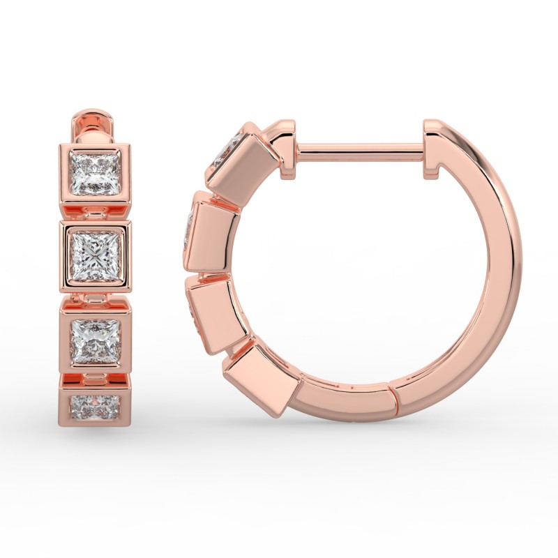 Princess Huggie Bezel Earrings