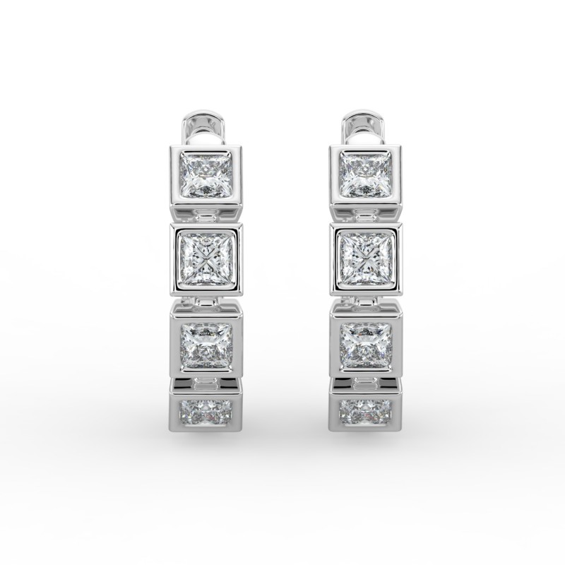 Princess Huggie Bezel Earrings
