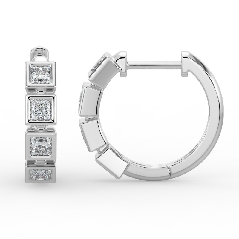 Princess Huggie Bezel Earrings